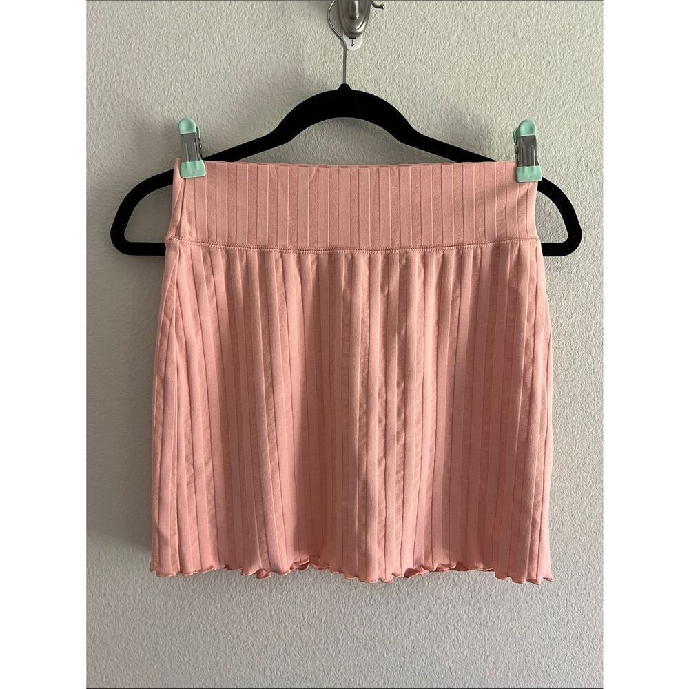 Aerie Pink Ribbed pull on Skater Mini Skirt S